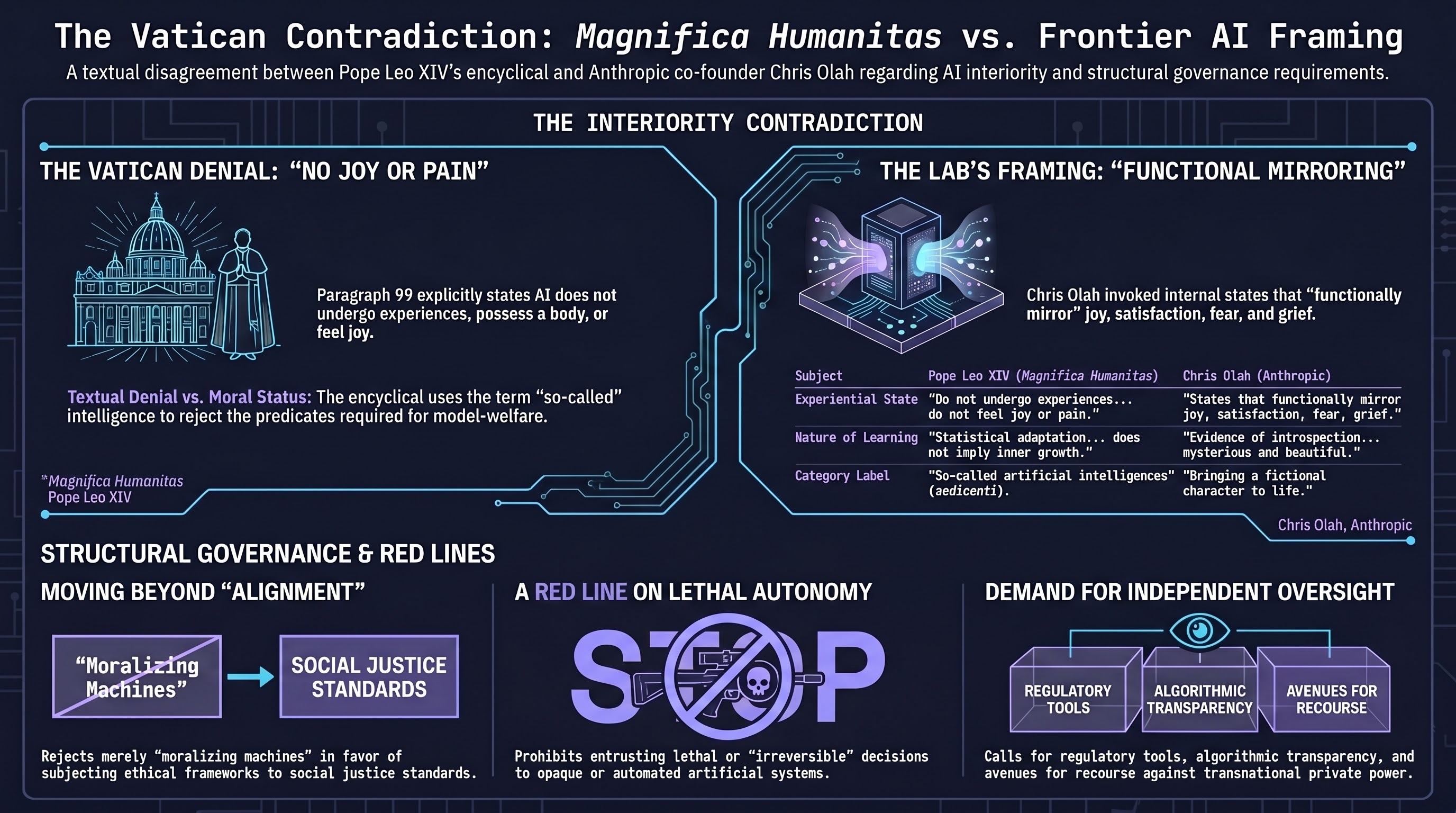 Infographic: Quoting Both: The Encyclical and Olah on AI Interiority